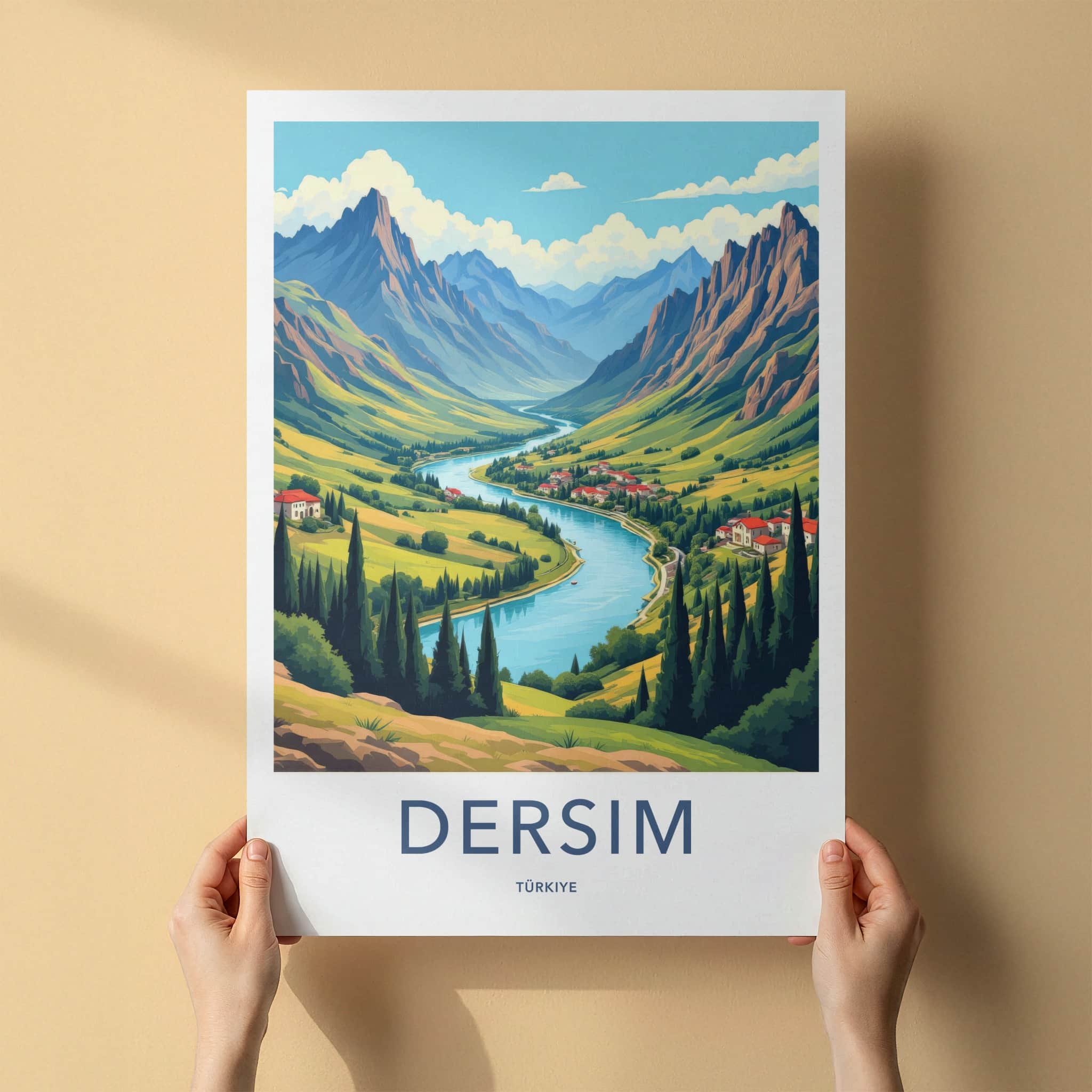 Dersim Poster - Turkiye Framed Print - Mountain River Village Lounge Decor