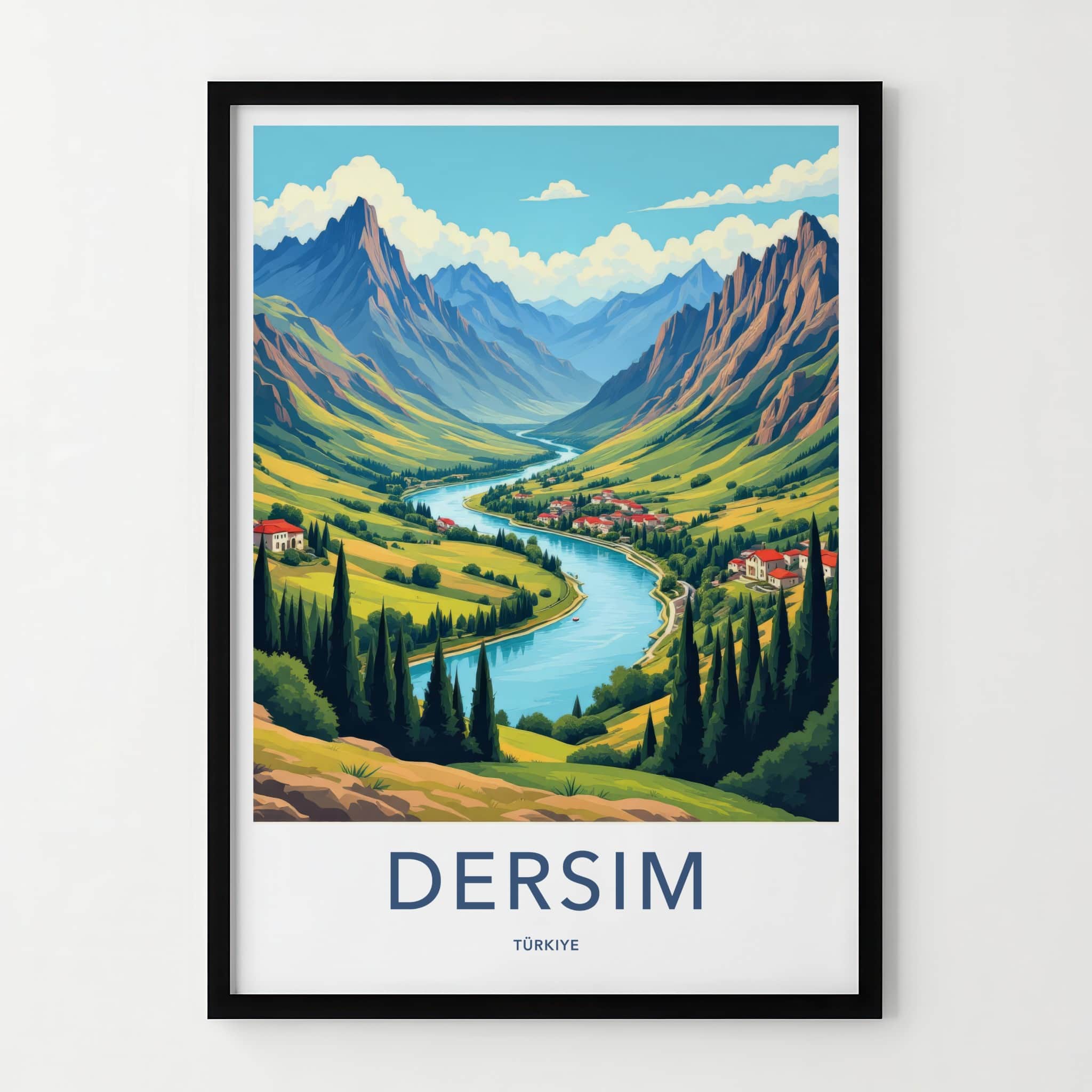 Dersim Poster - Turkiye Framed Print - Mountain River Village Lounge Decor