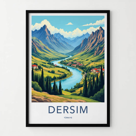Dersim Poster - Turkiye Framed Print - Mountain River Village Lounge Decor