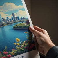 Detroit Poster - Michigan Travel Art - River City Skyline Home Decor
