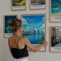 Detroit Poster - Michigan Travel Art - Vibrant City River Home Decor