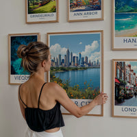 Detroit Poster - Michigan Travel Art - Vibrant Riverside Skyline Home Decor