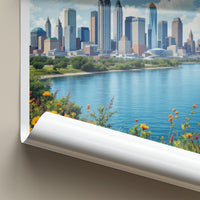 Detroit Poster - Michigan Travel Art - Vibrant Riverside Skyline Home Decor
