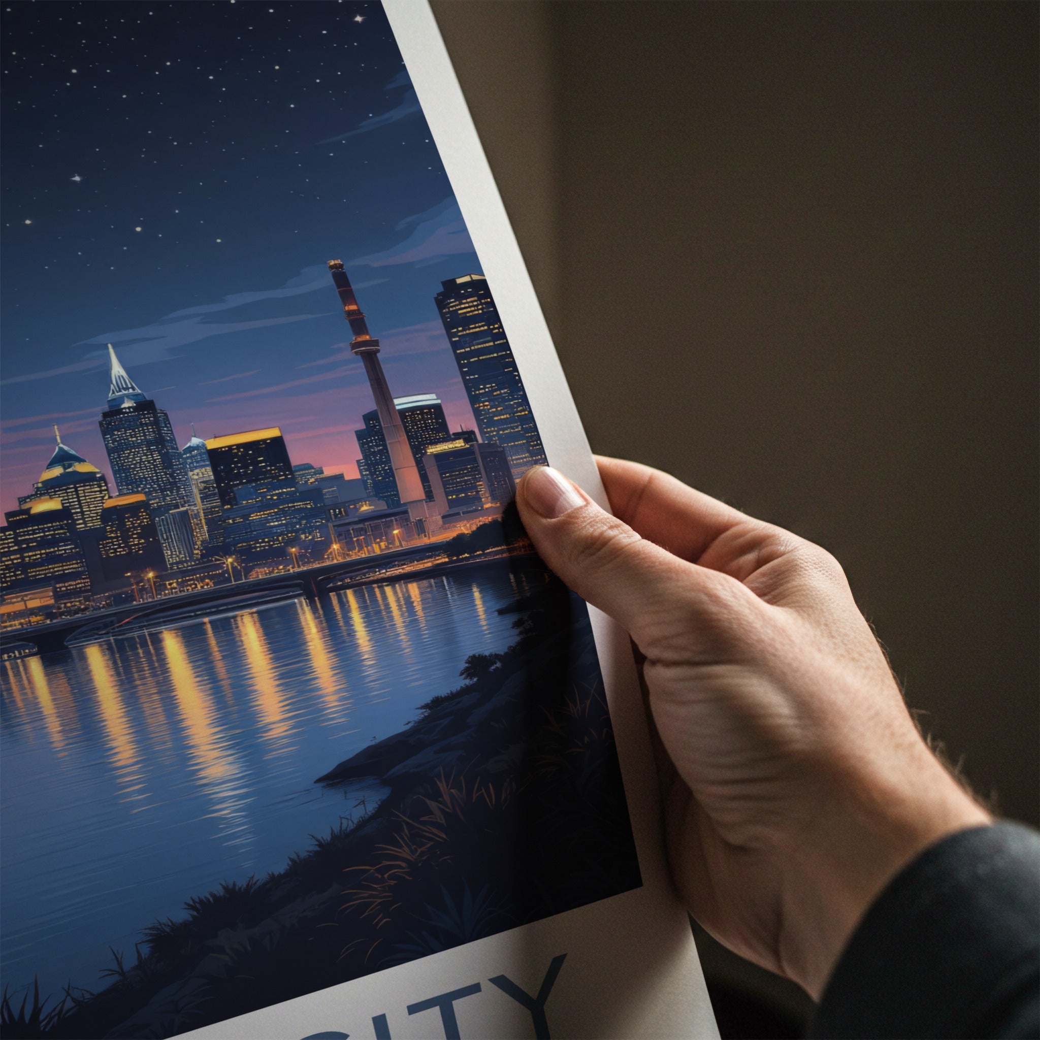 Detroit Poster - Michigan Travel Print - Starry River City Home Decor