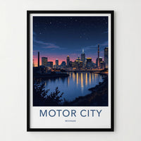 Detroit Poster - Michigan Travel Print - Starry River City Home Decor