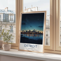 Detroit Poster - Michigan Wall Art - Luminous City Reflections Home Decor