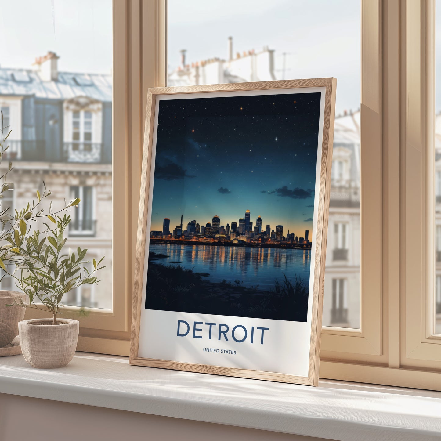 Detroit Poster - Michigan Wall Art - Luminous City Reflections Home Decor
