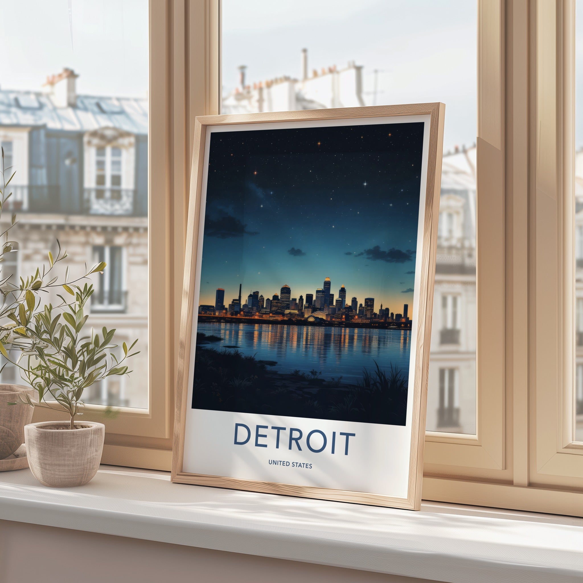 Detroit Poster - Michigan Wall Art - Luminous City Reflections Home Decor
