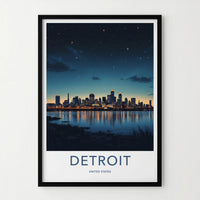 Detroit Poster - Michigan Wall Art - Luminous City Reflections Home Decor