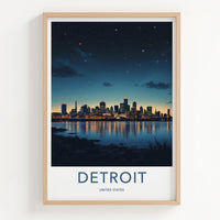 Detroit Poster - Michigan Wall Art - Luminous City Reflections Home Decor