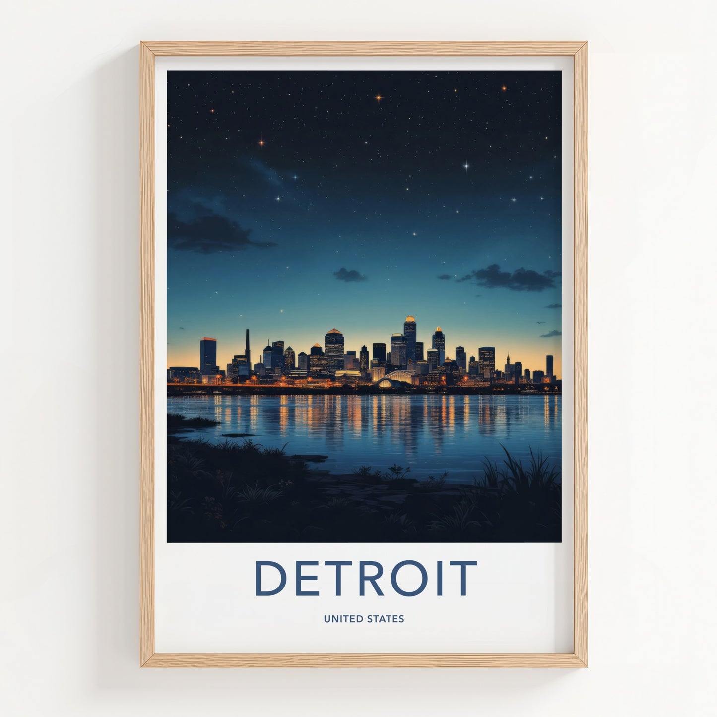 Detroit Poster - Michigan Wall Art - Luminous City Reflections Home Decor