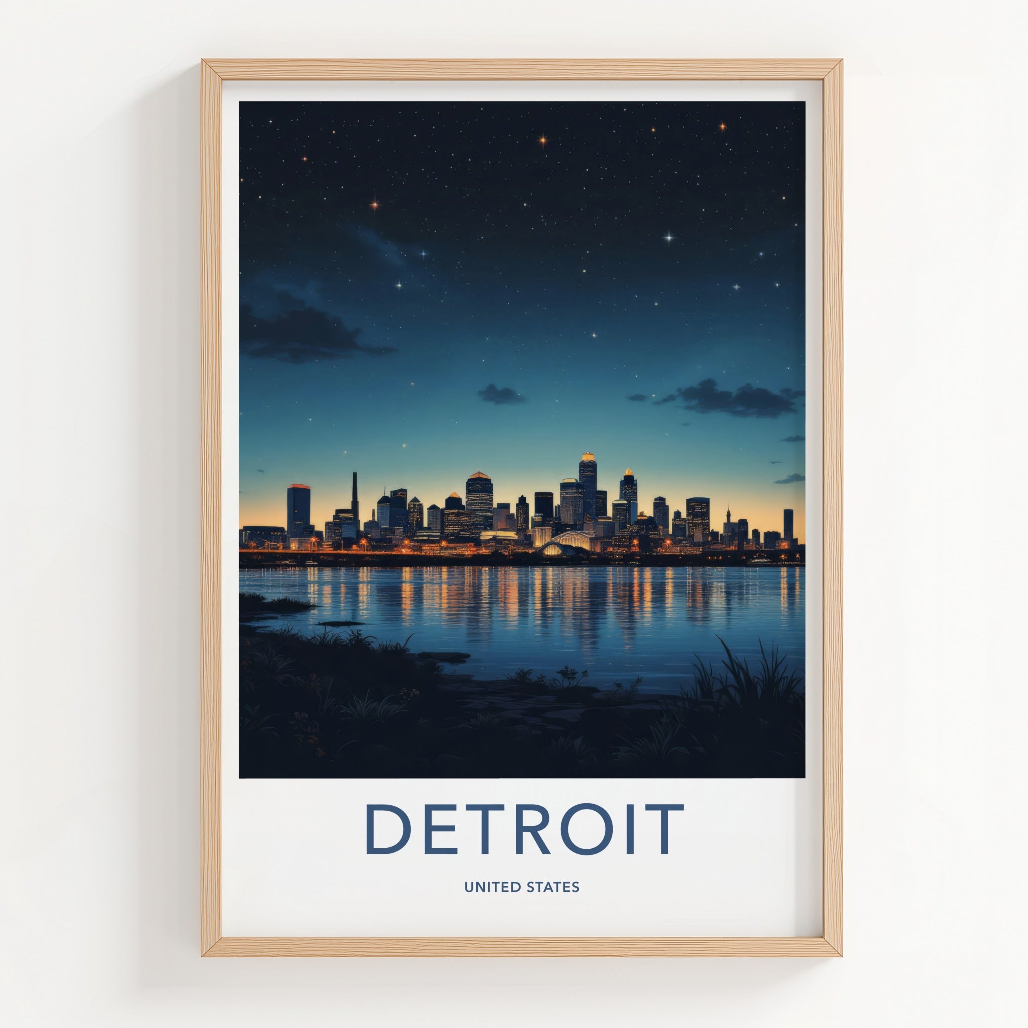 Detroit Poster - Michigan Wall Art - Luminous City Reflections Home Decor