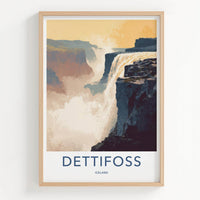 Dettifoss Poster - Iceland Travel Art - Cascading waterfall cliffs Home Decor