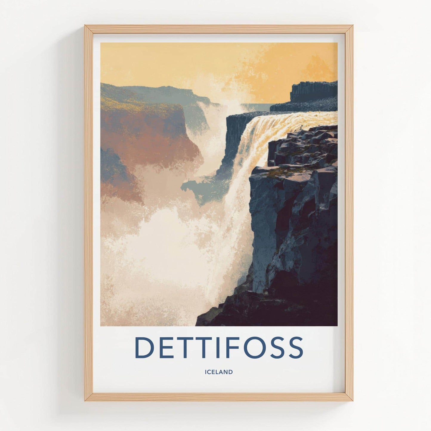 Dettifoss Poster - Iceland Travel Art - Cascading waterfall cliffs Home Decor