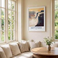 Dettifoss Poster - Iceland Travel Art - Cascading waterfall cliffs Home Decor
