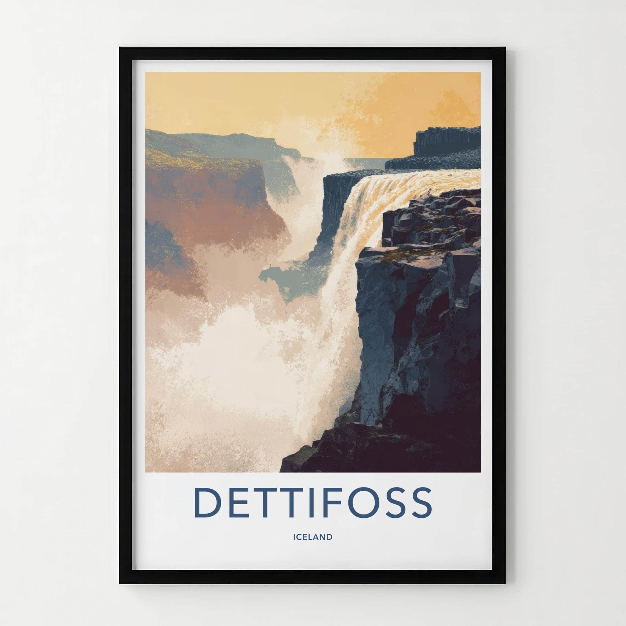 Dettifoss Poster - Iceland Travel Art - Cascading waterfall cliffs Home Decor