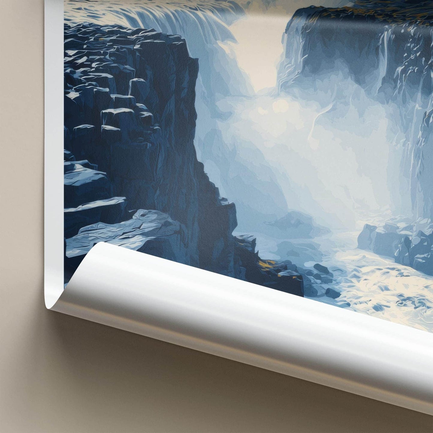 Dettifoss Poster - Iceland Travel Art - Waterfall Cliffs Home Decor