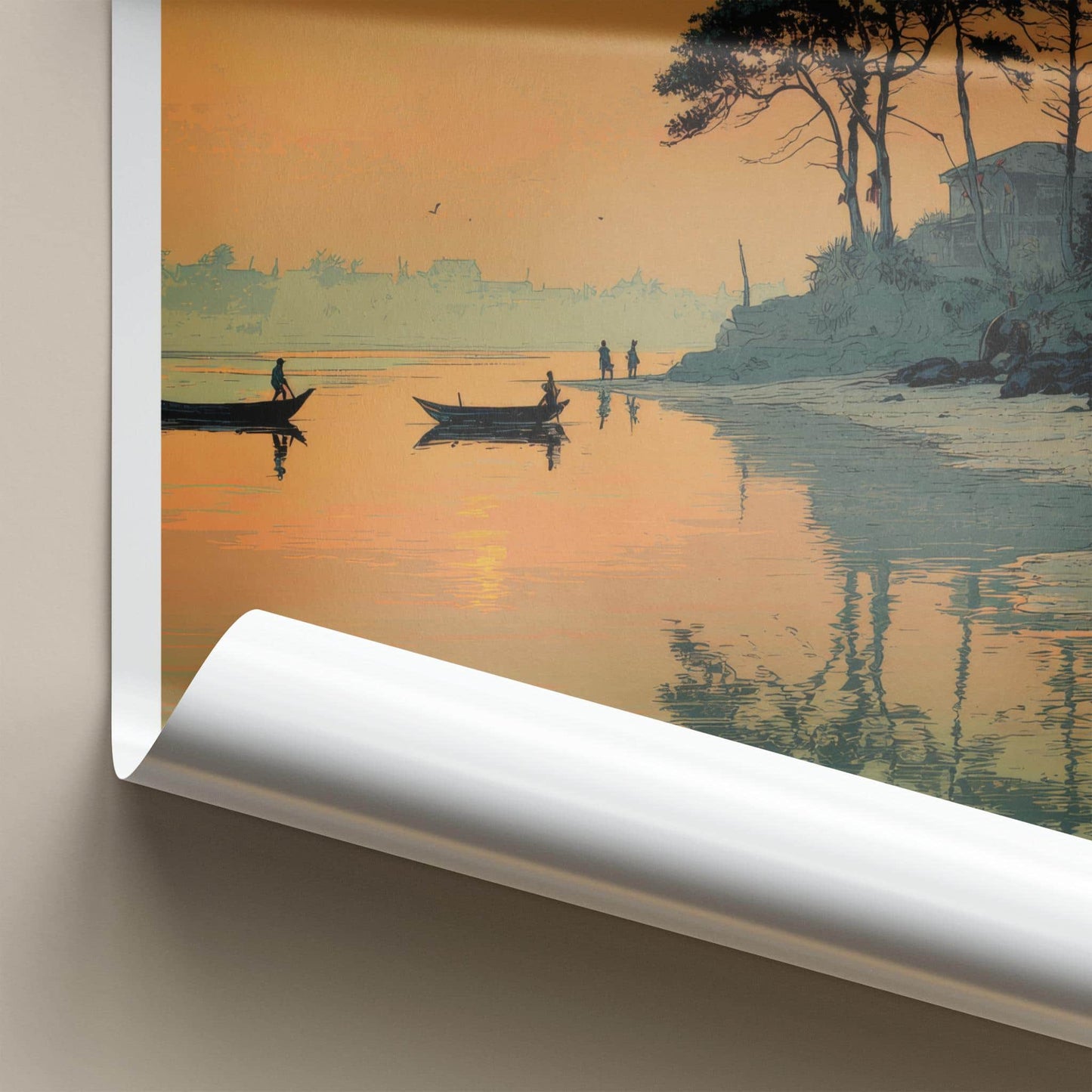 Devka Beach Poster - India Art Print - Daman and Diu Sunset Sky Wall Decor