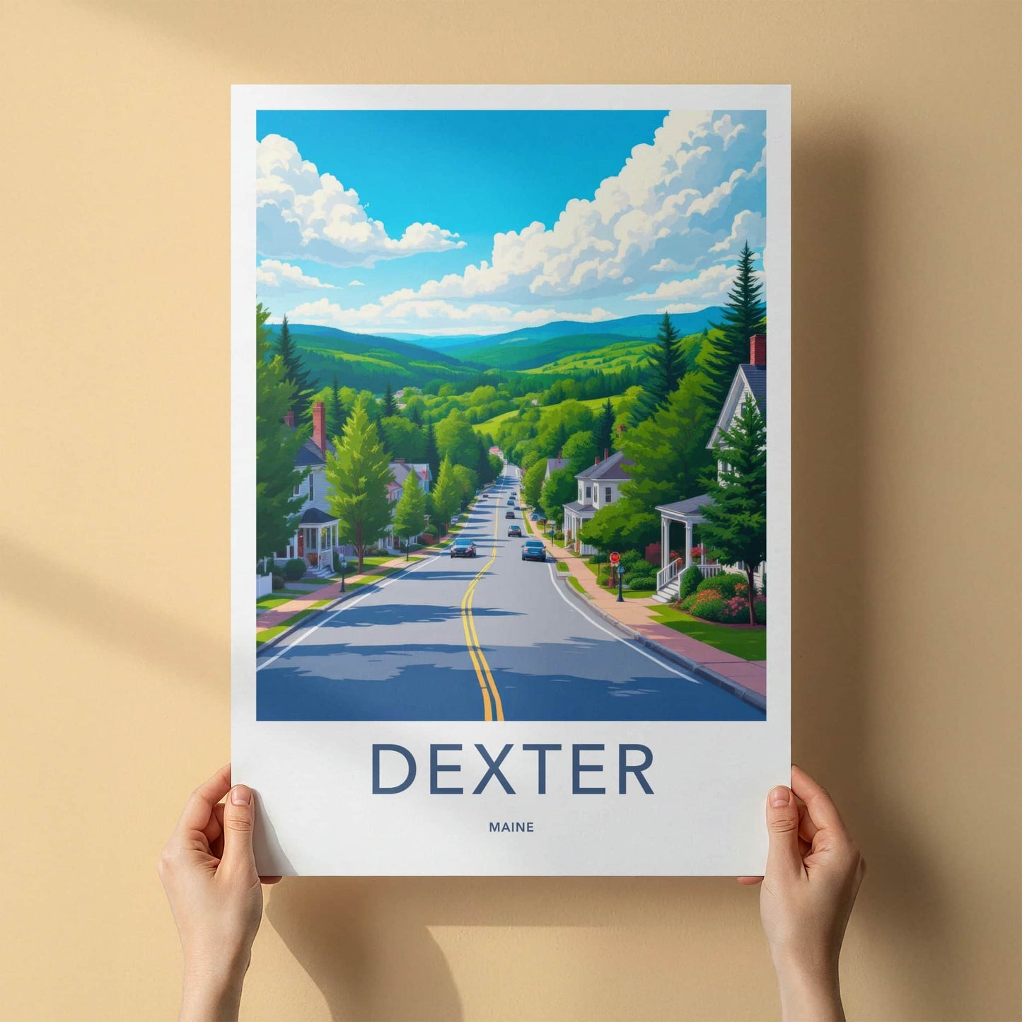 Dexter Poster - Maine Framed Print - Winding Countryside Road Framed Decor