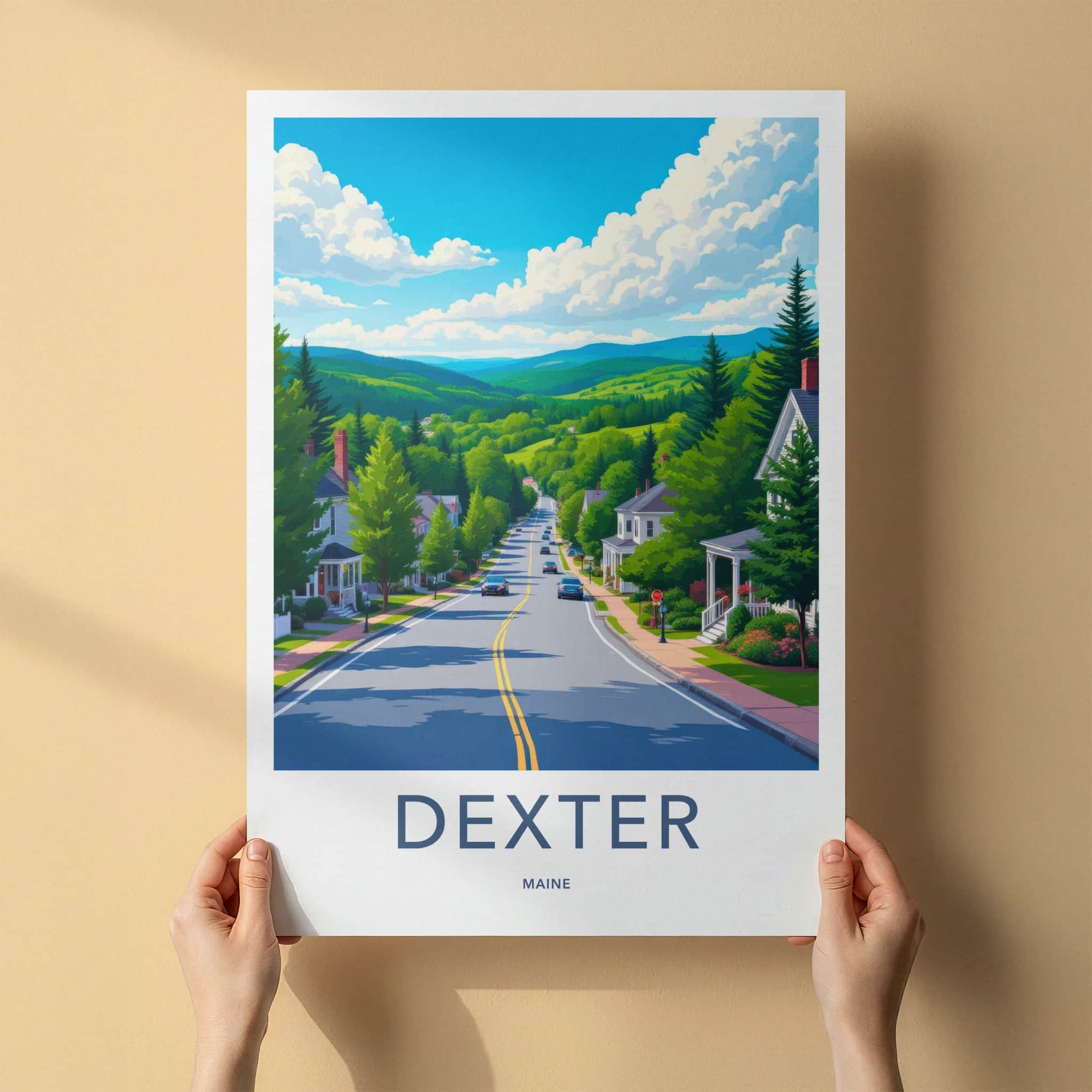 Dexter Poster - Maine Framed Print - Winding Countryside Road Framed Decor