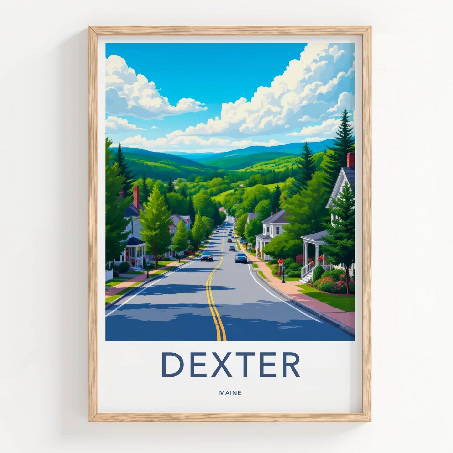 Dexter Poster - Maine Framed Print - Winding Countryside Road Framed Decor