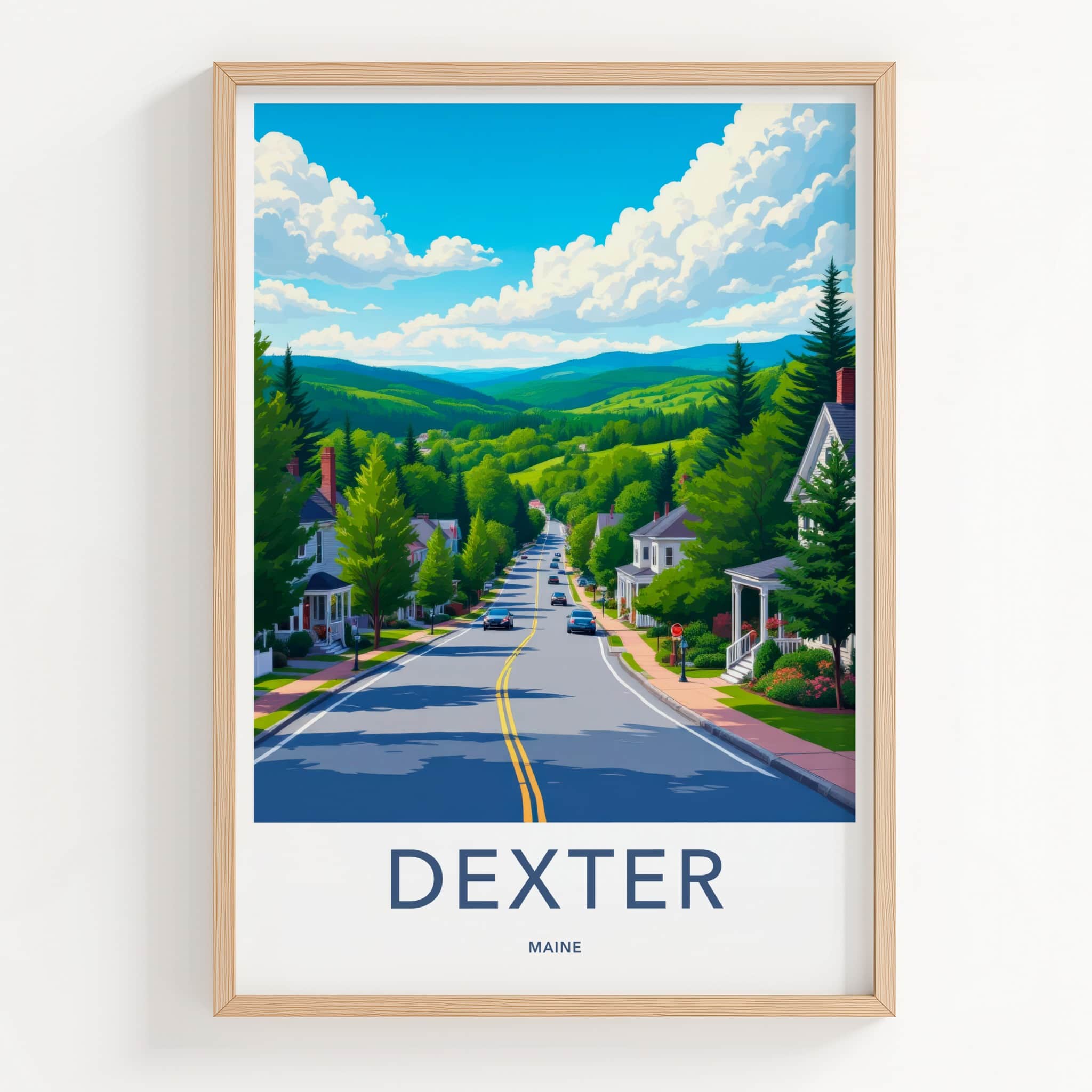 Dexter Poster - Maine Framed Print - Winding Countryside Road Framed Decor