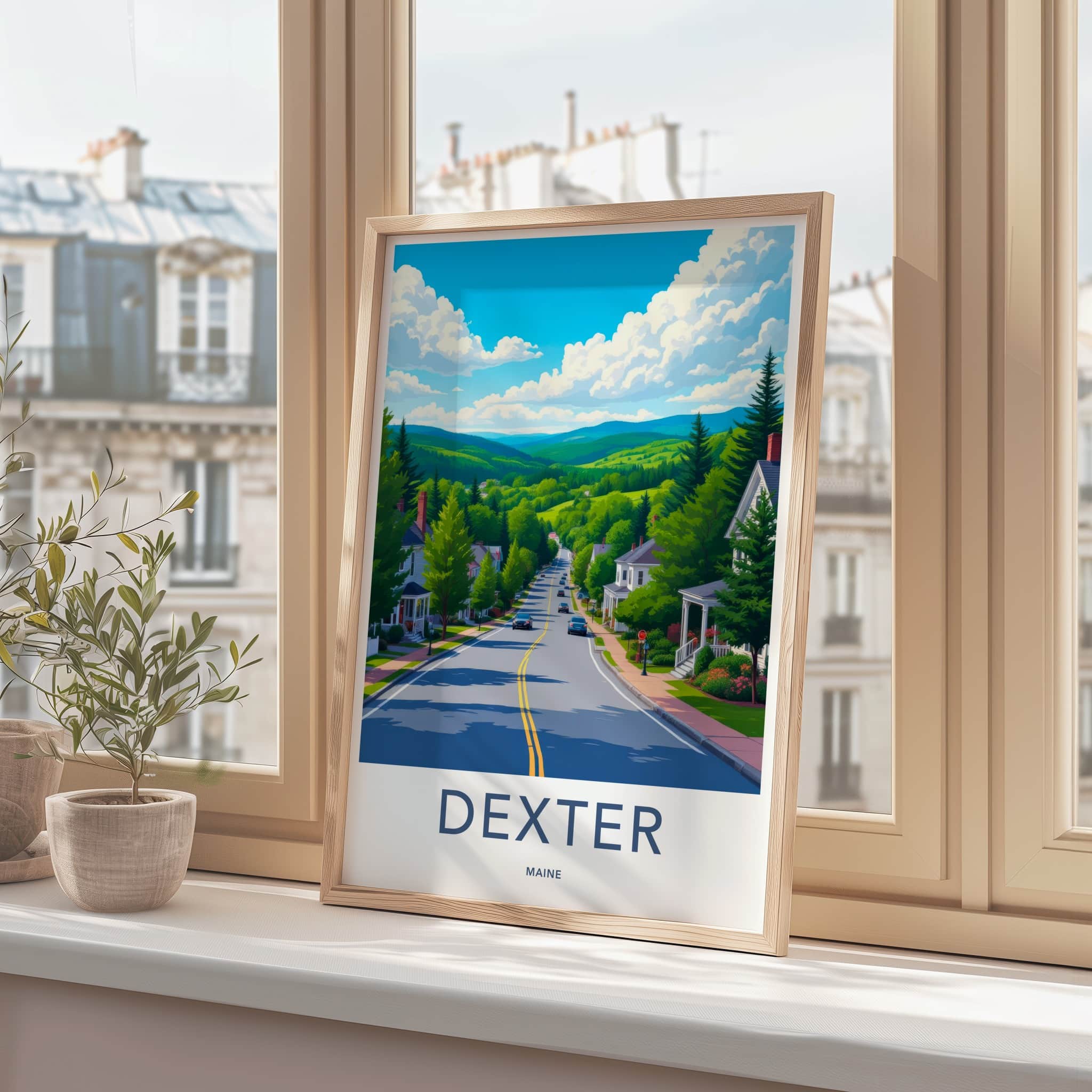 Dexter Poster - Maine Framed Print - Winding Countryside Road Framed Decor
