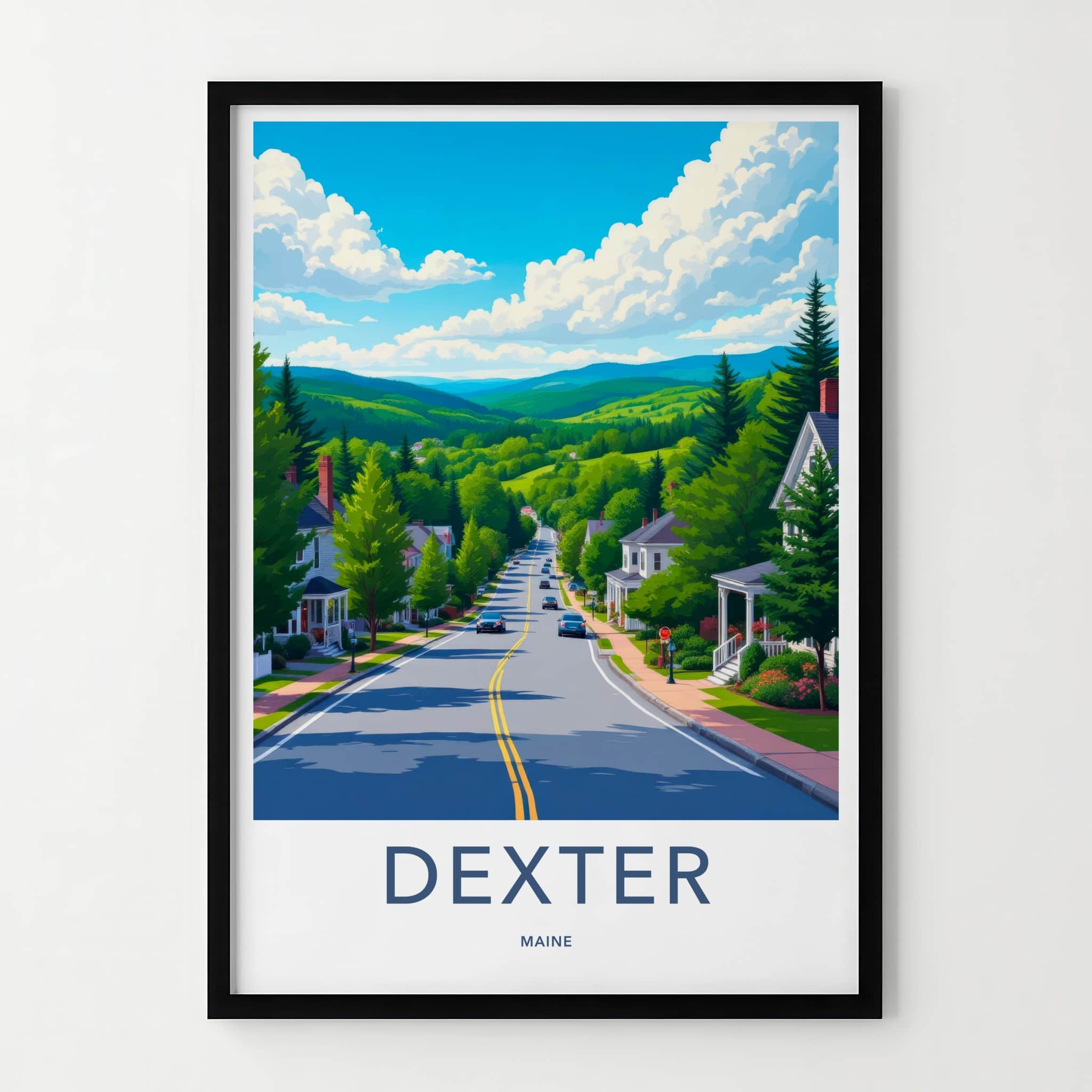 Dexter Poster - Maine Framed Print - Winding Countryside Road Framed Decor