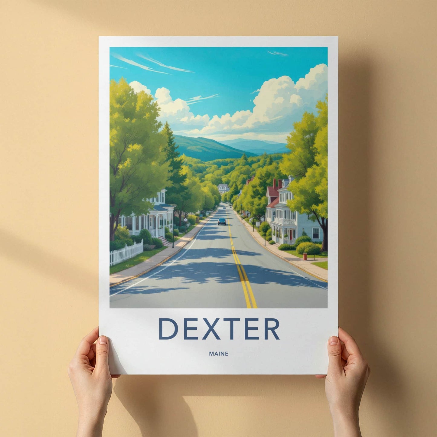 Dexter Poster - Maine Travel Art - Rural Residential Street Home Decor