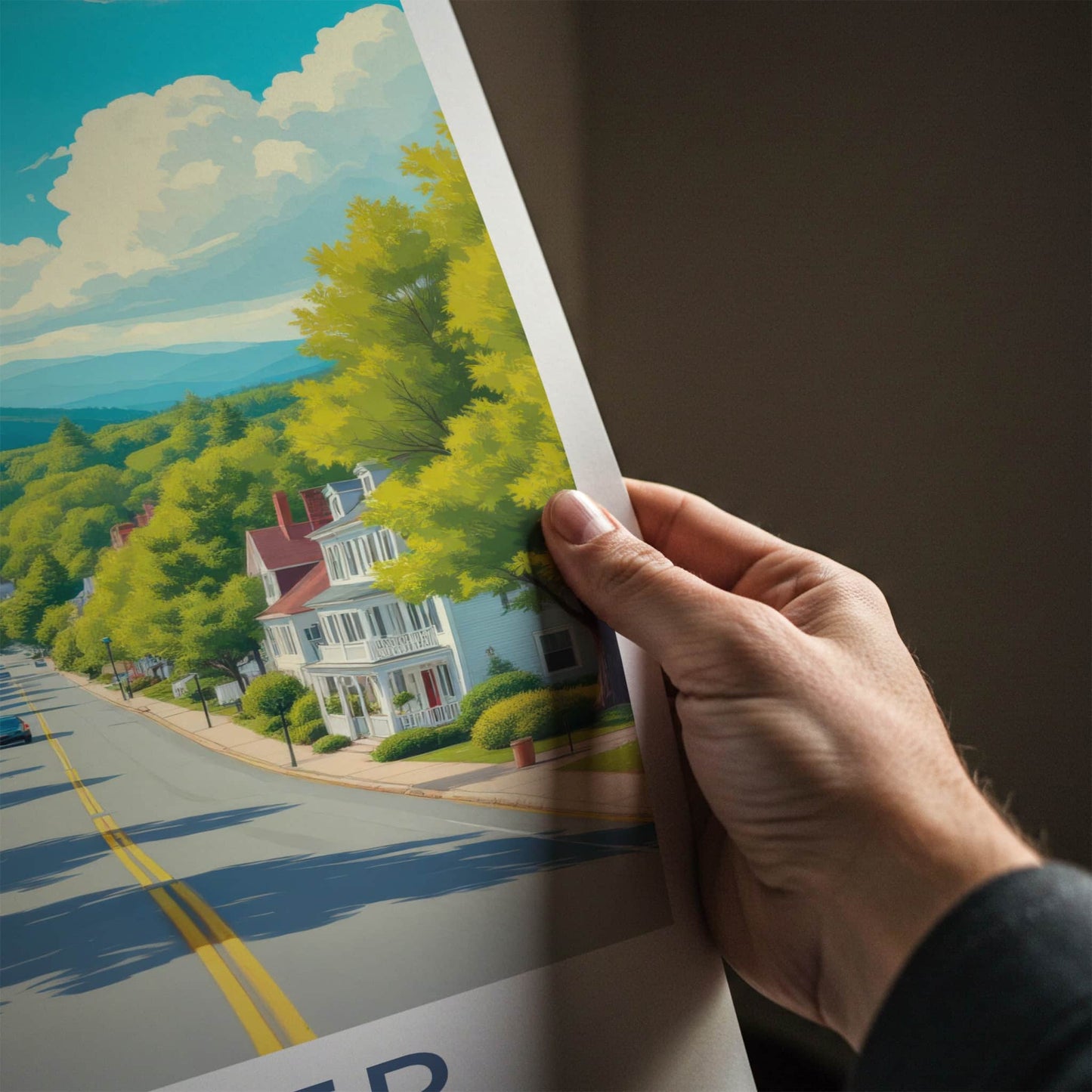 Dexter Poster - Maine Travel Art - Rural Residential Street Home Decor