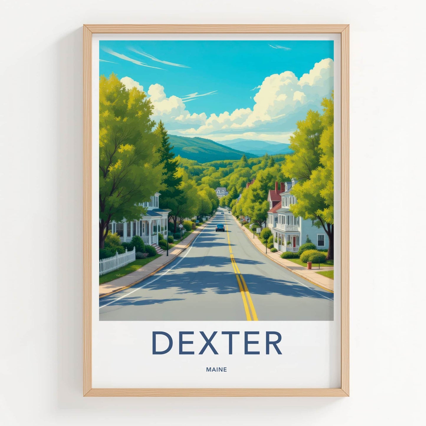 Dexter Poster - Maine Travel Art - Rural Residential Street Home Decor
