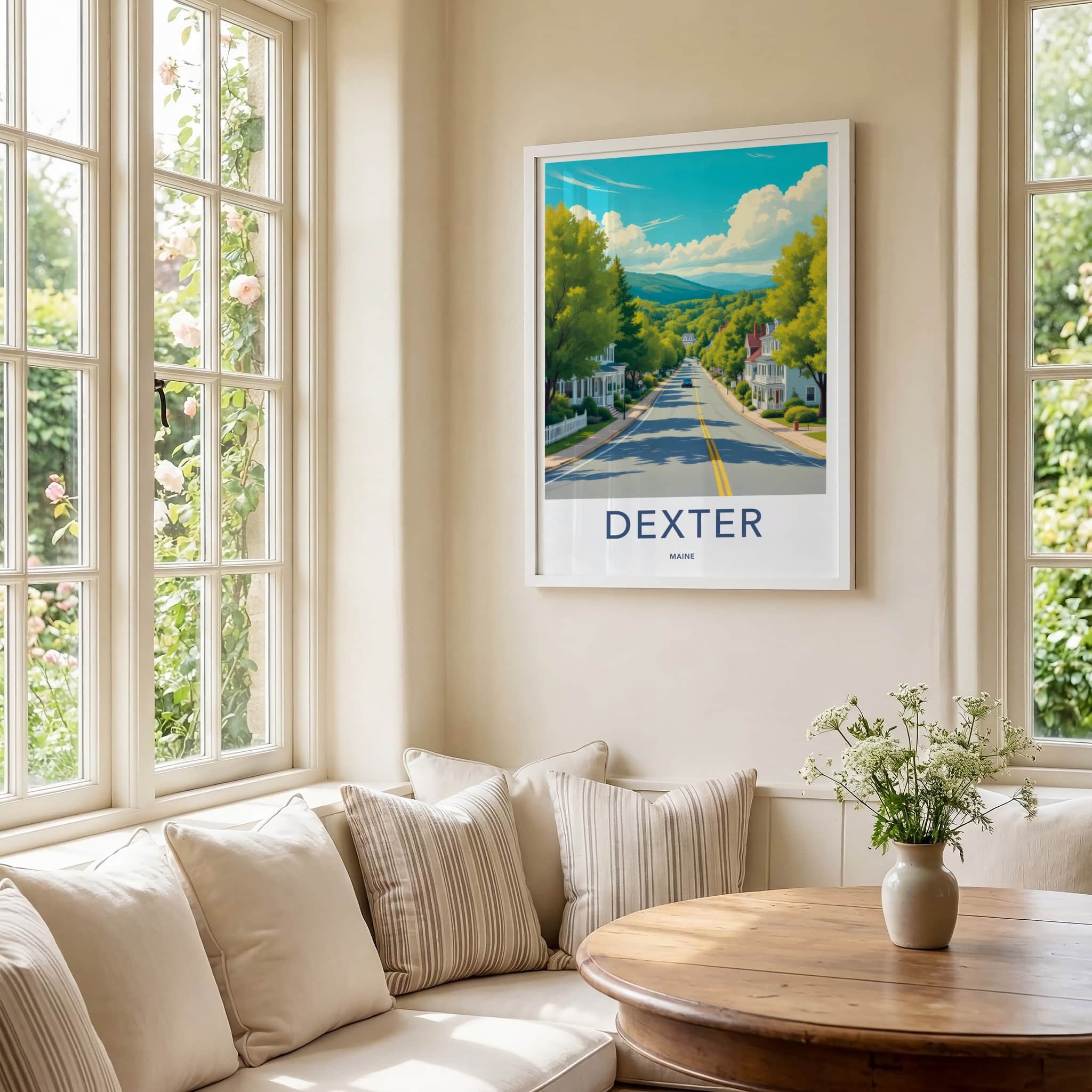 Dexter Poster - Maine Travel Art - Rural Residential Street Home Decor