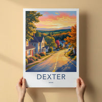 Dexter Poster - Maine Travel Art - Vibrant Autumn Sunset Wall Decor
