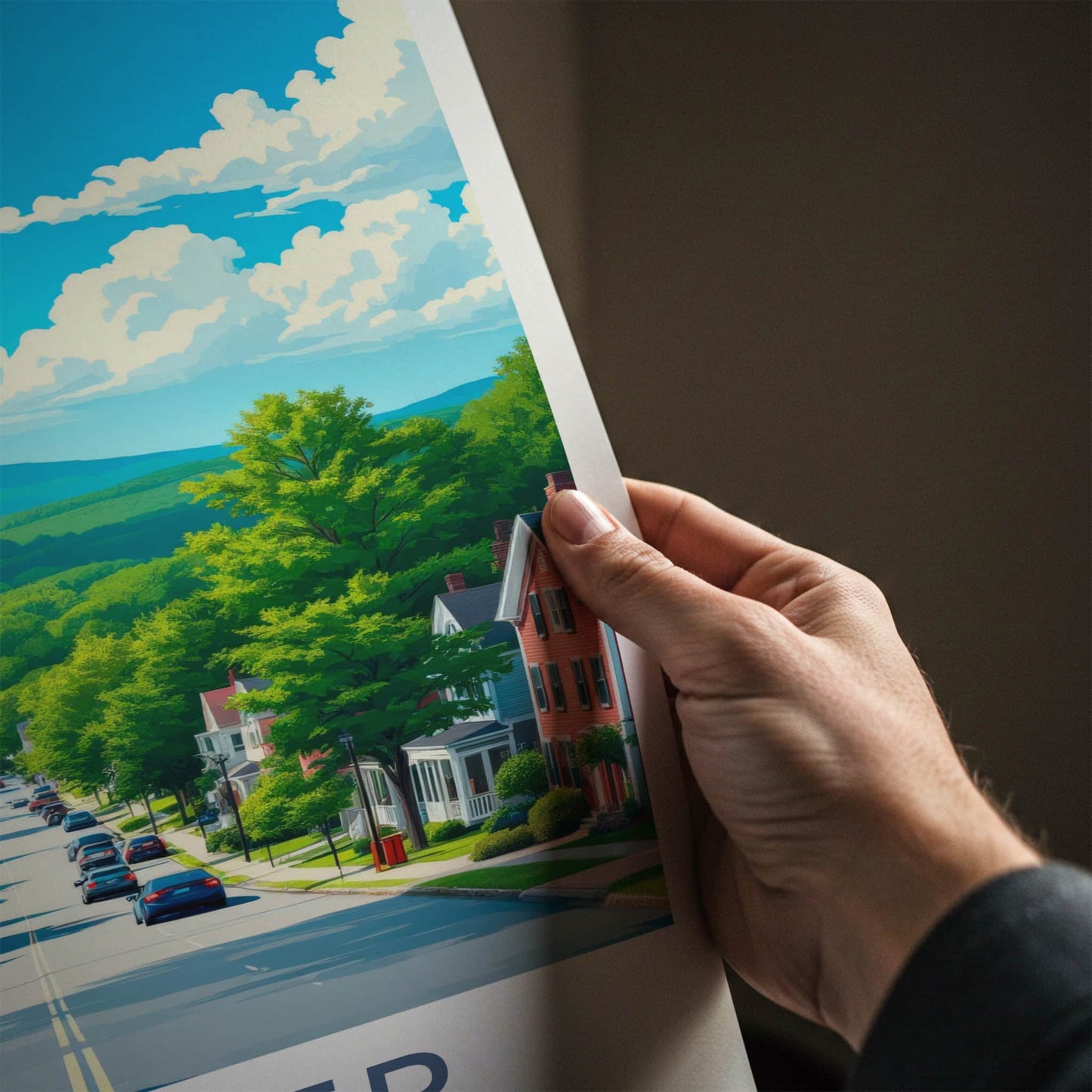 Dexter Poster - Maine Travel Print - Residential Town Street Framed Decor