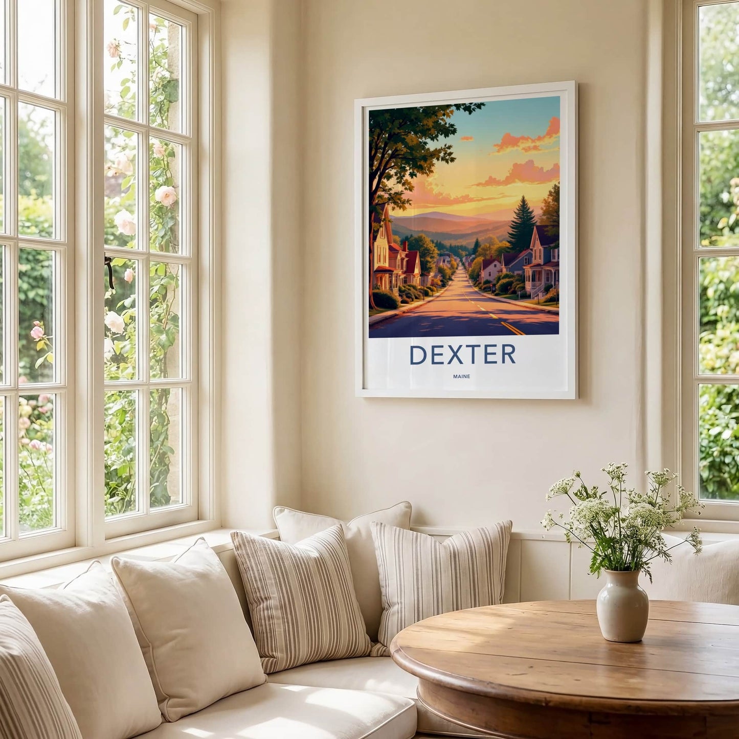 Dexter Poster - Maine Wall Art - Residential Street Sunset Home Decor