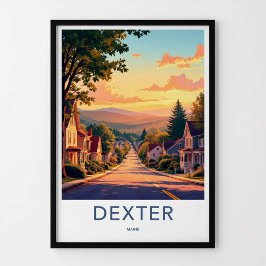 Dexter Poster - Maine Wall Art - Residential Street Sunset Home Decor