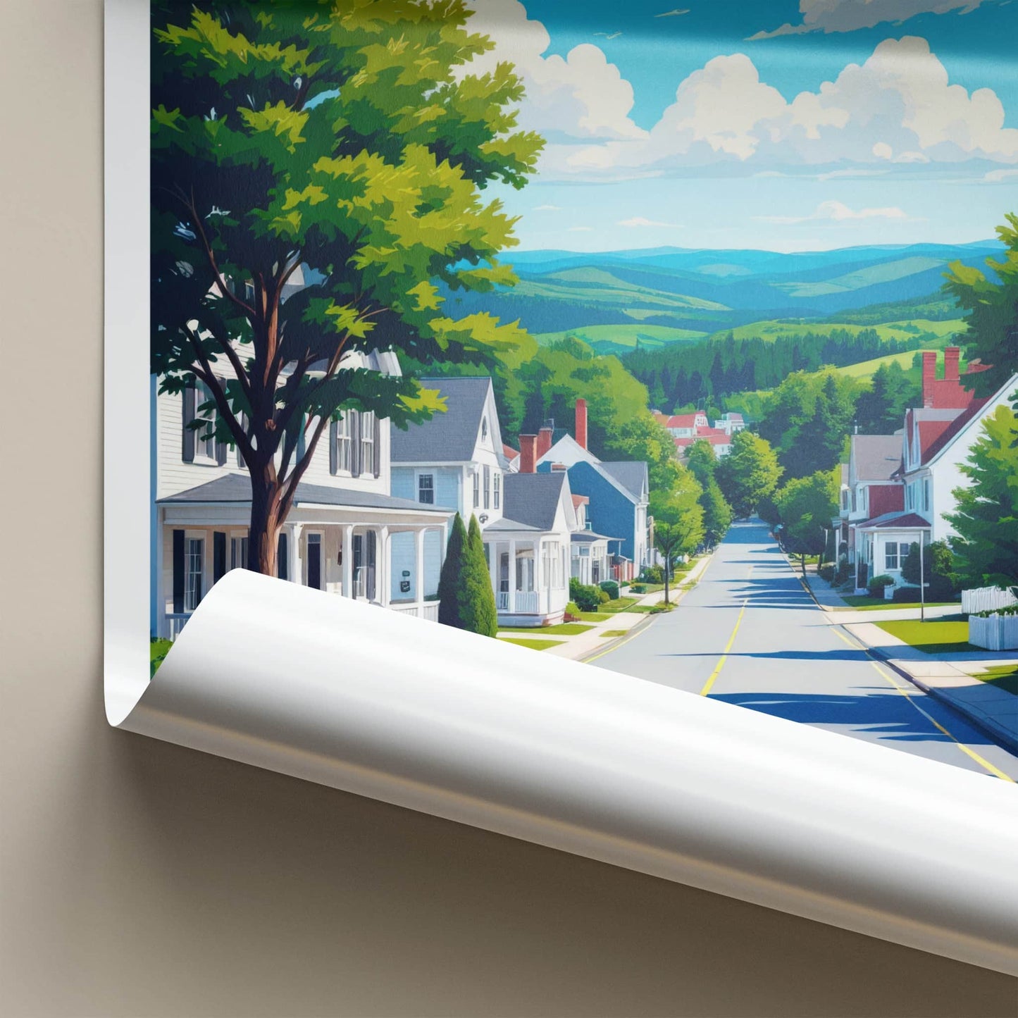 Dexter Poster - Maine Wall Art - Suburban Street Scene Home Decor