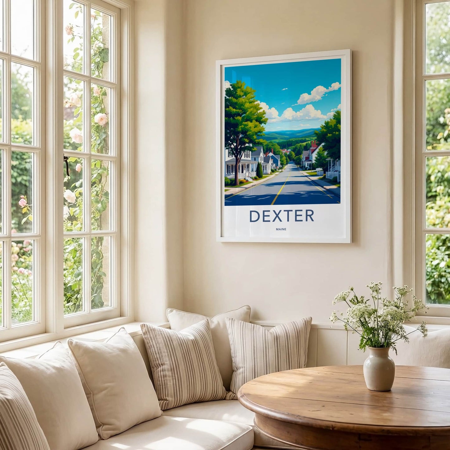 Dexter Poster - Maine Wall Art - Suburban Street Scene Home Decor