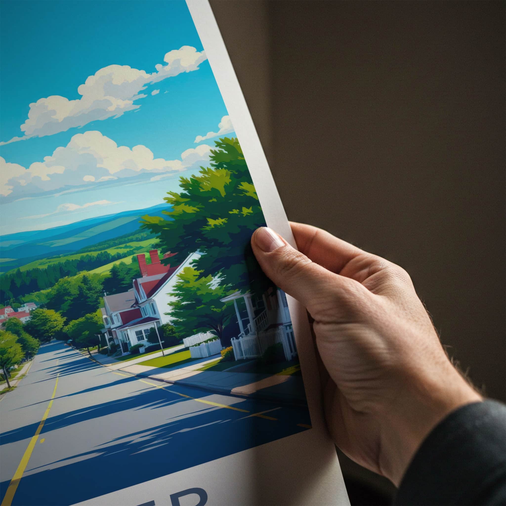 Dexter Poster - Maine Wall Art - Suburban Street Scene Home Decor