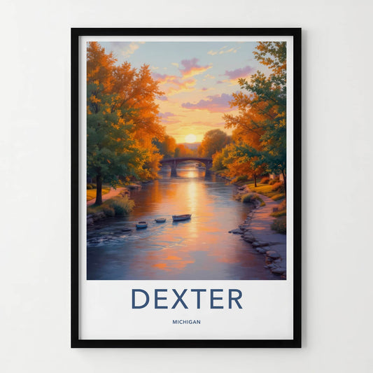 Dexter Poster - Michigan Art Print - Autumn River Scene Home Decor