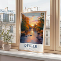 Dexter Poster - Michigan Art Print - Autumn River Scene Home Decor