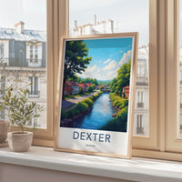 Dexter Poster - Michigan Art Print - Peaceful River Village Home Decor