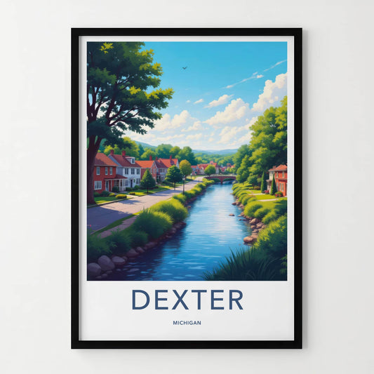 Dexter Poster - Michigan Art Print - Peaceful River Village Home Decor