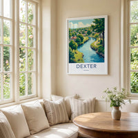 Dexter Poster - Michigan Framed Print - Lush River Valley Lounge Decor