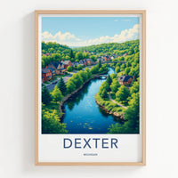 Dexter Poster - Michigan Travel Art - Scenic Riverfront Village Home Decor