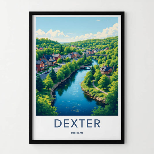 Dexter Poster - Michigan Travel Art - Scenic Riverfront Village Home Decor
