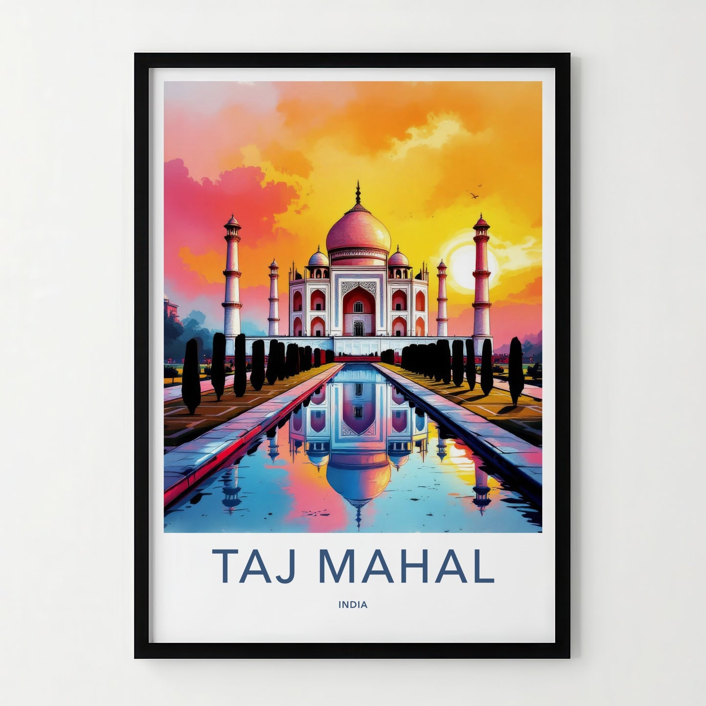 Taj Mahal Poster - India Sunset Palace Reflection Fine Art
