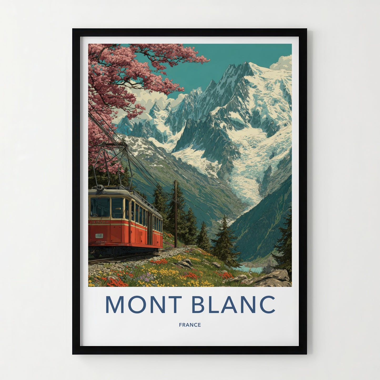 Mont Blanc Poster France Travel Art Mountain Train