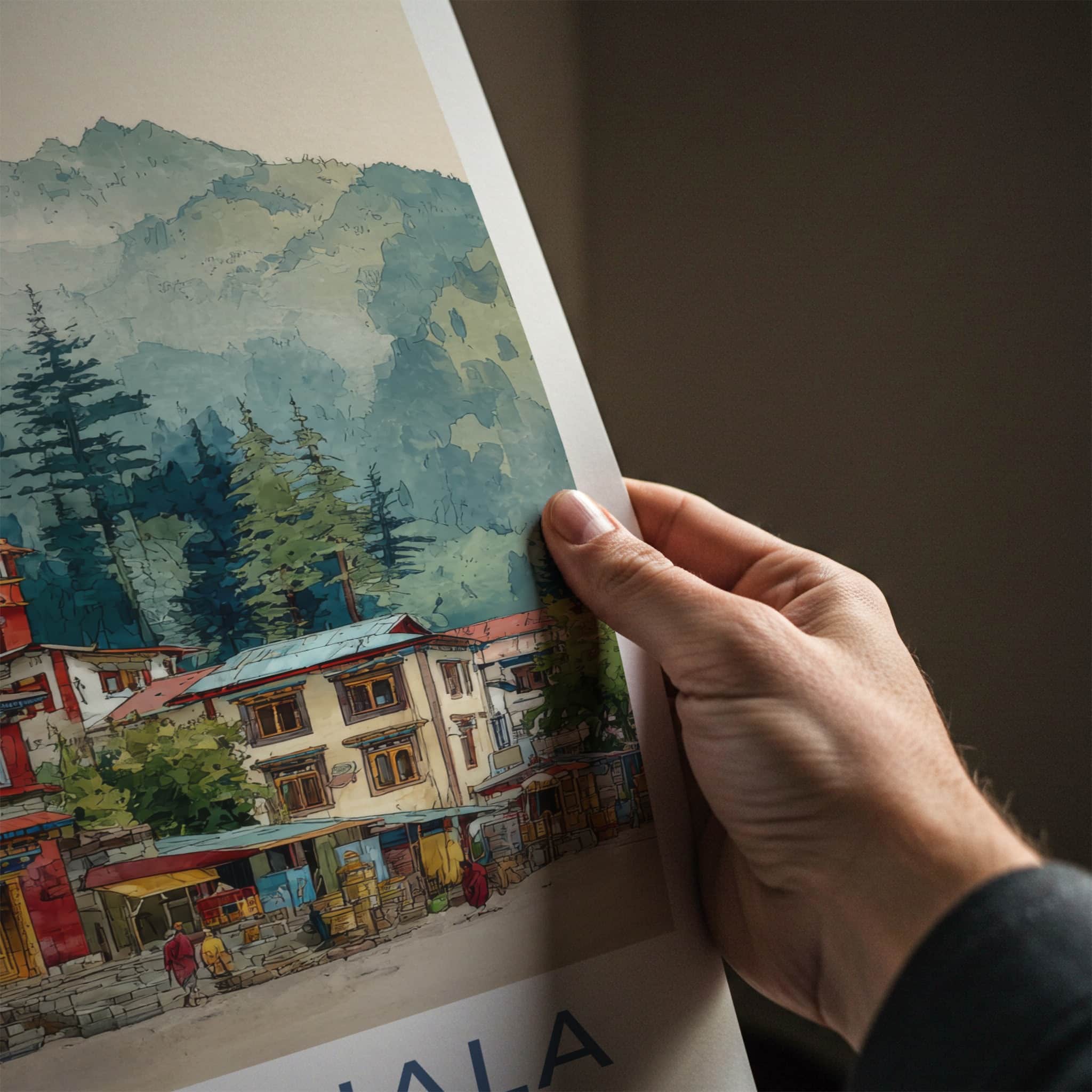 Dharamshala Poster - Himachal Pradesh Red Buildings Monk Home Decor