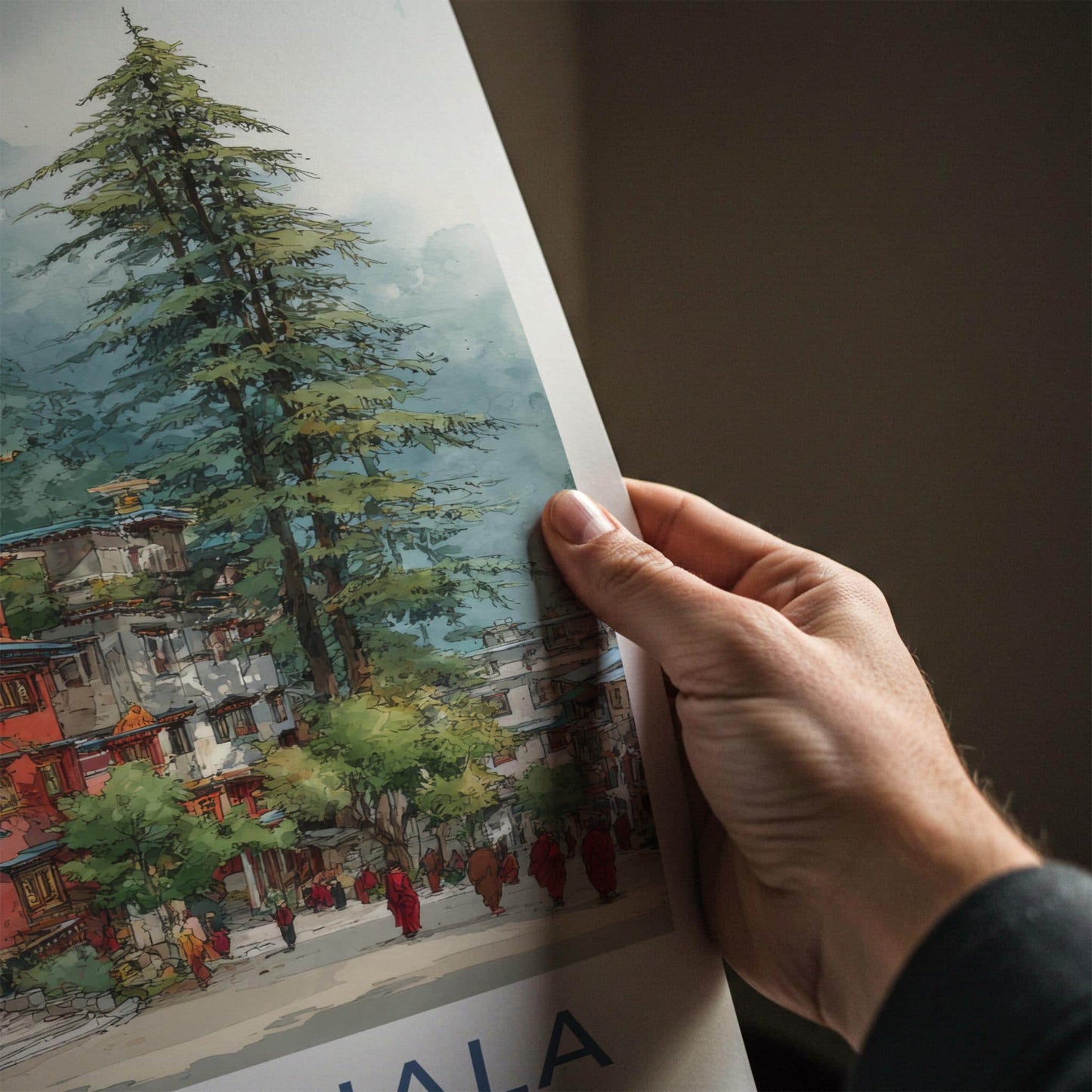 Dharamshala Poster - India Art Print - Himachal Pradesh Monastery Wall Decor